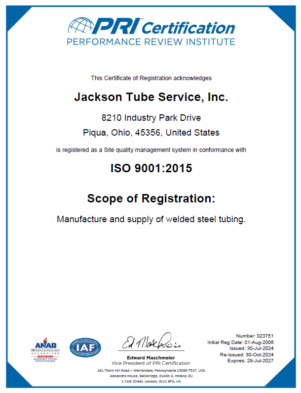 Jackson Tube Quality Assurance